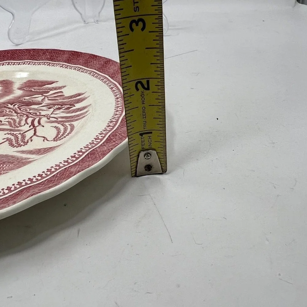 Spode Copeland Luncheon Plate Mandarin Red White Chelsea No Trim 9 Inch Vtg A‎